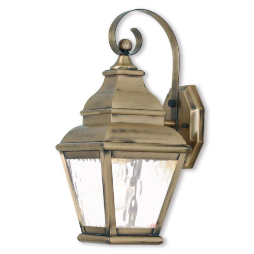 6.5 inch 1 Light Antique Brass Outdoor Wall Lantern Pendant Lighting Fixture with Clear Water Glass Shade-Lighting LumensLantern