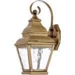 6.5 inch 1 Light Antique Brass Outdoor Wall Lantern Pendant Lighting Fixture with Clear Water Glass Shade-Lighting LumensLantern