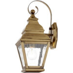 6.5 inch 1 Light Antique Brass Outdoor Wall Lantern Pendant Lighting Fixture with Clear Water Glass Shade-Lighting LumensLantern