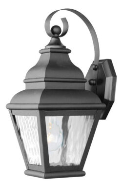 6.5 inch 1 Light Black Outdoor Wall Lantern Pendant Lighting Fixture with Clear Water Glass Shade-Lighting LumensLantern