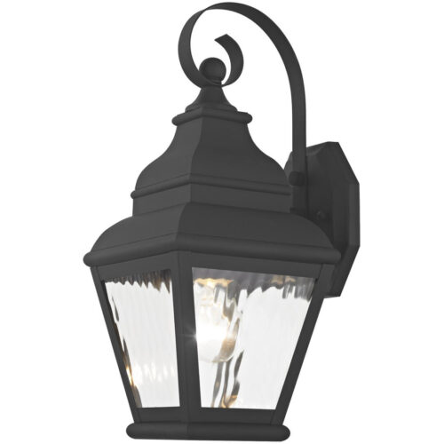 6.5 inch 1 Light Black Outdoor Wall Lantern Pendant Lighting Fixture with Clear Water Glass Shade-Lighting LumensLantern