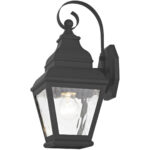 6.5 inch 1 Light Black Outdoor Wall Lantern Pendant Lighting Fixture with Clear Water Glass Shade-Lighting LumensLantern