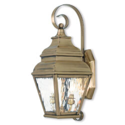 8 inch 2 Light Antique Brass Outdoor Wall Lantern Pendant Lighting Fixture with Clear Water Glass Shade-Lighting LumensLantern