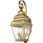 8 inch 2 Light Antique Brass Outdoor Wall Lantern Pendant Lighting Fixture with Clear Water Glass Shade-Lighting LumensLantern