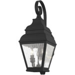 8 inch 2 Light Black Outdoor Wall Lantern Pendant Lighting Fixture with Clear Water Glass Shade-Lighting LumensLantern