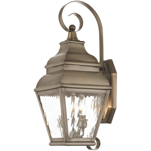 8 inch 2 Light Bronze Outdoor Chain Lantern Pendant Lighting Fixture with Clear Water Glass Shade-Lighting LumensLantern