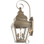 8 inch 2 Light Bronze Outdoor Chain Lantern Pendant Lighting Fixture with Clear Water Glass Shade-Lighting LumensLantern