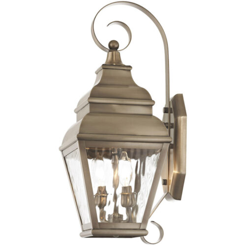 8 inch 2 Light Bronze Outdoor Chain Lantern Pendant Lighting Fixture with Clear Water Glass Shade-Lighting LumensLantern