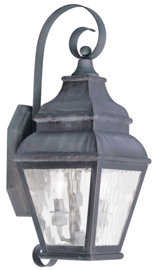 8 inch 2 Light Charcoal Outdoor Chain Lantern Pendant Lighting Fixture with Clear Water Glass Shade-Lighting LumensLantern