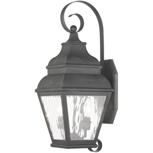 8 inch 2 Light Charcoal Outdoor Chain Lantern Pendant Lighting Fixture with Clear Water Glass Shade-Lighting LumensLantern