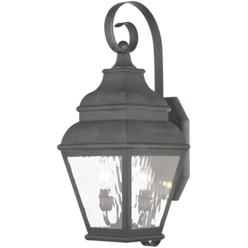 8 inch 2 Light Charcoal Outdoor Chain Lantern Pendant Lighting Fixture with Clear Water Glass Shade-Lighting LumensLantern