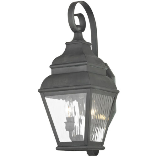 8 inch 2 Light Charcoal Outdoor Chain Lantern Pendant Lighting Fixture with Clear Water Glass Shade-Lighting LumensLantern