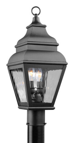 8 inch 2 Light Black Outdoor Post Lantern Pendant Lighting Fixture with Clear Water Glass Shade-Lighting LumensLantern