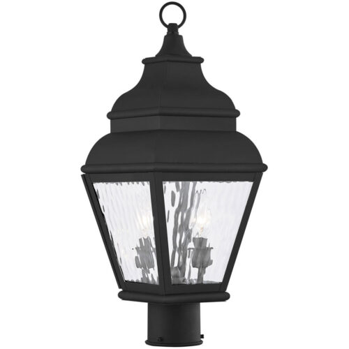 8 inch 2 Light Black Outdoor Post Lantern Pendant Lighting Fixture with Clear Water Glass Shade-Lighting LumensLantern