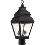 8 inch 2 Light Black Outdoor Post Lantern Pendant Lighting Fixture with Clear Water Glass Shade-Lighting LumensLantern