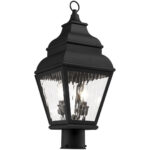 8 inch 2 Light Black Outdoor Post Lantern Pendant Lighting Fixture with Clear Water Glass Shade-Lighting LumensLantern