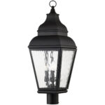 10 inch 3 Light Black Outdoor Post Lantern Pendant Lighting Fixture with Clear Water Glass Shade-Lighting LumensLantern