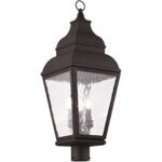 10 inch 3 Light Bronze Outdoor Post Lantern Pendant Lighting Fixture with Clear Water Glass Shade-Lighting LumensLantern