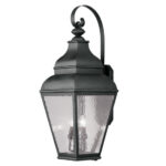 13.75 inch 4 Light Black Outdoor Wall Lantern Pendant Lighting Fixture with Clear Water Glass Shade-Lighting LumensLantern