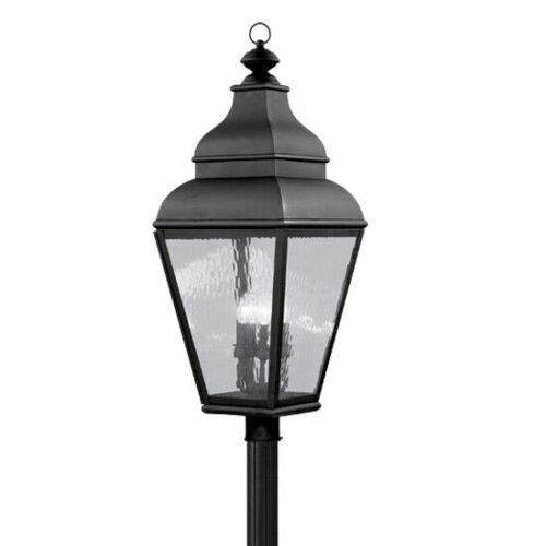 14 inch 4 Light Black Outdoor Post Lantern Pendant Lighting Fixture with Clear Water Glass Shade-Lighting LumensLantern