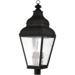 14 inch 4 Light Black Outdoor Post Lantern Pendant Lighting Fixture with Clear Water Glass Shade-Lighting LumensLantern