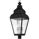 14 inch 4 Light Black Outdoor Post Lantern Pendant Lighting Fixture with Clear Water Glass Shade-Lighting LumensLantern