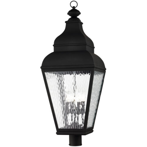 14 inch 4 Light Black Outdoor Post Lantern Pendant Lighting Fixture with Clear Water Glass Shade-Lighting LumensLantern