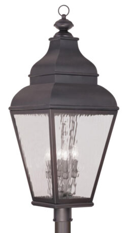 14 inch 4 Light Charcoal Outdoor Post Lantern Pendant Lighting Fixture with Clear Water Glass Shade-Lighting LumensLantern