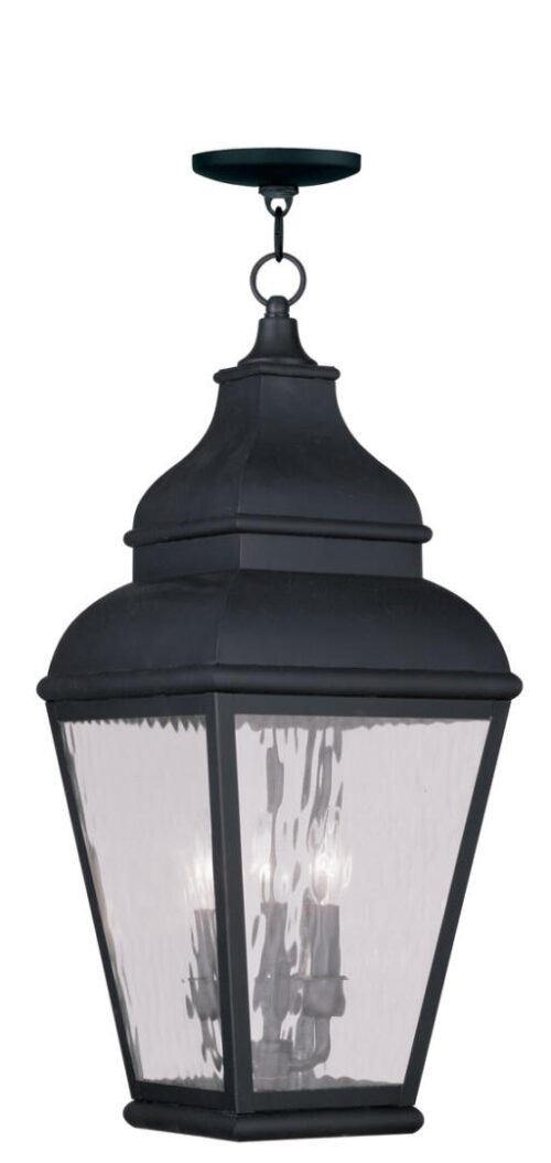 2 Light Bronze Outdoor Post Lantern Pendant Lighting Fixture with Clear Beveled Glass Shade-Lighting LumensLantern