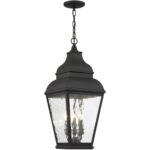 2 Light Bronze Outdoor Post Lantern Pendant Lighting Fixture with Clear Beveled Glass Shade-Lighting LumensLantern