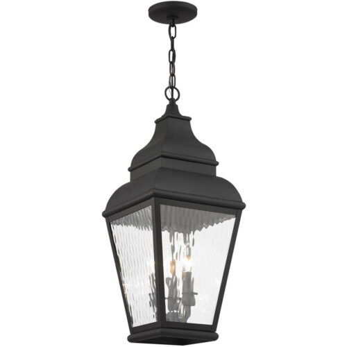 2 Light Bronze Outdoor Post Lantern Pendant Lighting Fixture with Clear Beveled Glass Shade-Lighting LumensLantern