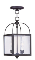 8 inch 2 Light Black Chain Hang/Ceiling Light fixture with Clear Glass Shade-Lighting LumensFlush Mount Ceiling Lights