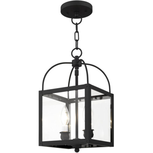 8 inch 2 Light Black Chain Hang/Ceiling Light fixture with Clear Glass Shade-Lighting LumensFlush Mount Ceiling Lights