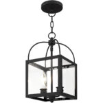 8 inch 2 Light Black Chain Hang/Ceiling Light fixture with Clear Glass Shade-Lighting LumensFlush Mount Ceiling Lights