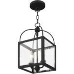 8 inch 2 Light Black Chain Hang/Ceiling Light fixture with Clear Glass Shade-Lighting LumensFlush Mount Ceiling Lights