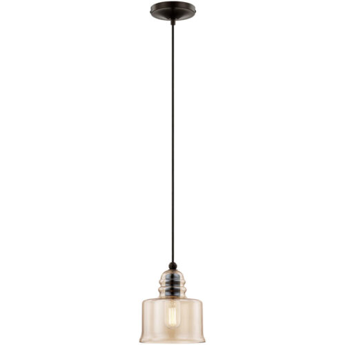 1 Light English Bronze Mini Pendant with Smoke Glass Shade-Lighting LumensPendant Lights