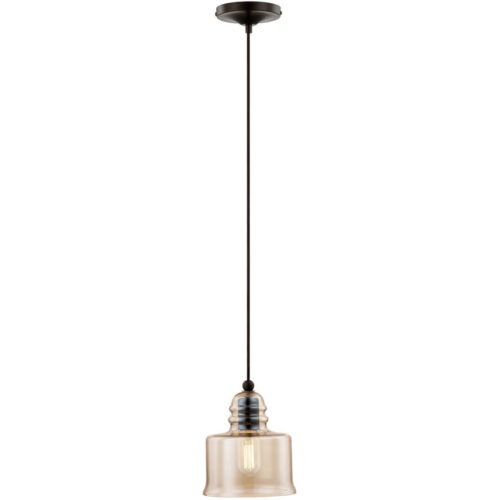 1 Light English Bronze Mini Pendant with Smoke Glass Shade-Lighting LumensPendant Lights