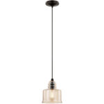 1 Light English Bronze Mini Pendant with Smoke Glass Shade-Lighting LumensPendant Lights