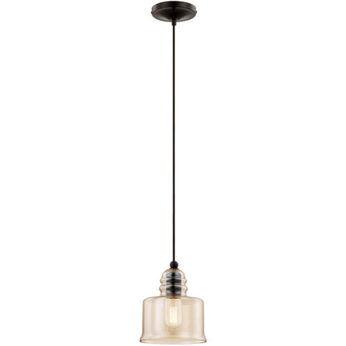 1 Light English Bronze Mini Pendant with Smoke Glass Shade-Lighting LumensPendant Lights