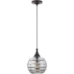 1 Light Brushed Nickel Mini Pendant with Smoke Glass Shade-Lighting LumensPendant Lights