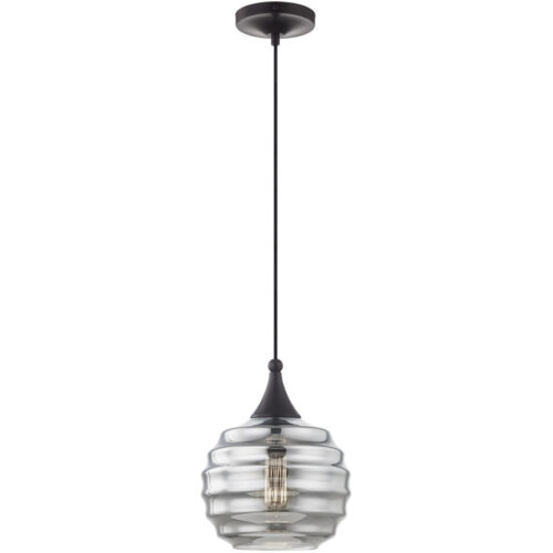 1 Light Brushed Nickel Mini Pendant with Smoke Glass Shade-Lighting LumensPendant Lights