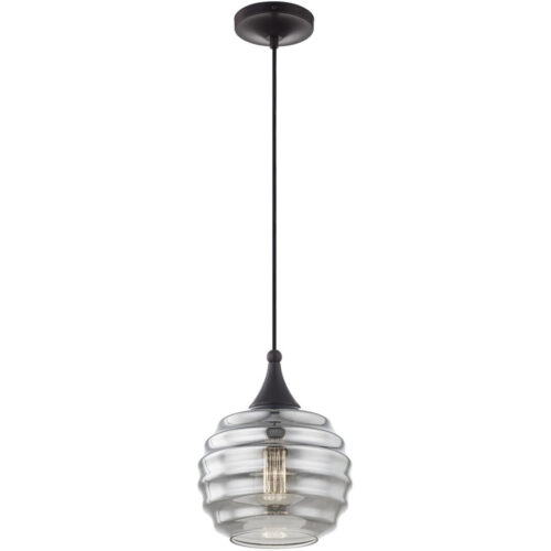 1 Light Brushed Nickel Mini Pendant with Smoke Glass Shade-Lighting LumensPendant Lights