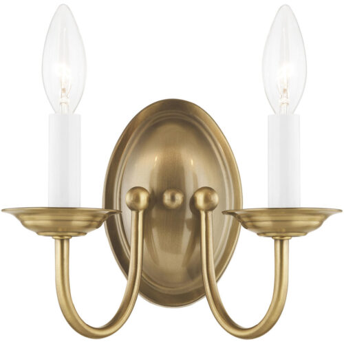 9.75 inch 2 Light Antique Brass Wall Sconce with Steel base material-Lighting LumensWall Sconces