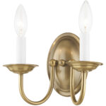 9.75 inch 2 Light Antique Brass Wall Sconce with Steel base material-Lighting LumensWall Sconces