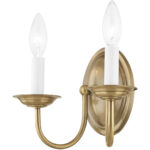 9.75 inch 2 Light Antique Brass Wall Sconce with Steel base material-Lighting LumensWall Sconces