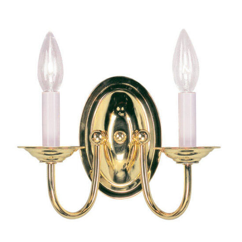 9.75 inch 2 Light Polished Brass Wall Sconce with Steel base material-Lighting LumensWall Sconces