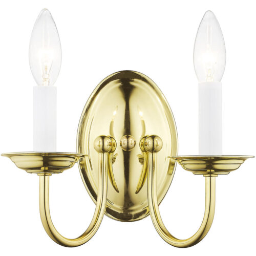 9.75 inch 2 Light Polished Brass Wall Sconce with Steel base material-Lighting LumensWall Sconces