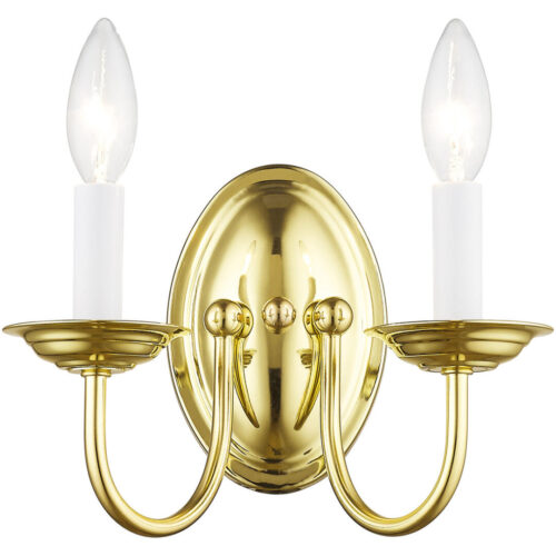 9.75 inch 2 Light Polished Brass Wall Sconce with Steel base material-Lighting LumensWall Sconces