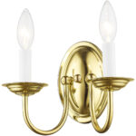 9.75 inch 2 Light Polished Brass Wall Sconce with Steel base material-Lighting LumensWall Sconces