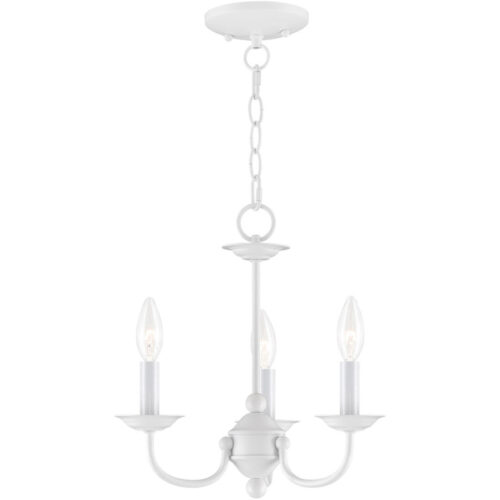 3 Light White Mini Chandelier with Steel base material-Lighting LumensChandeliers